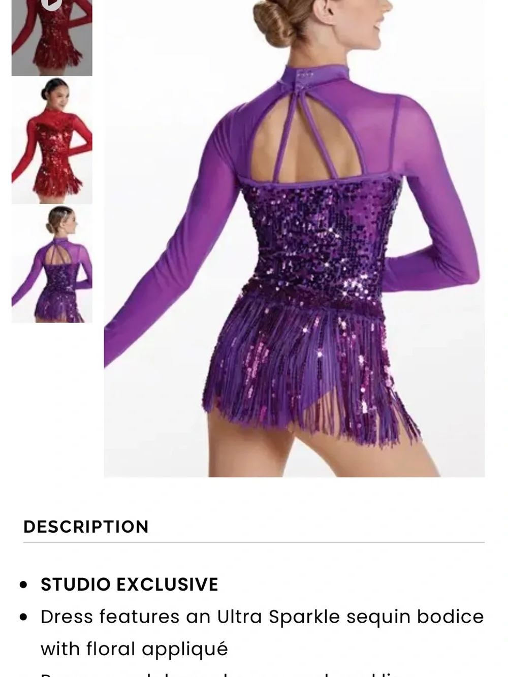 Weissman Red Sequin Fringe Dance Costume